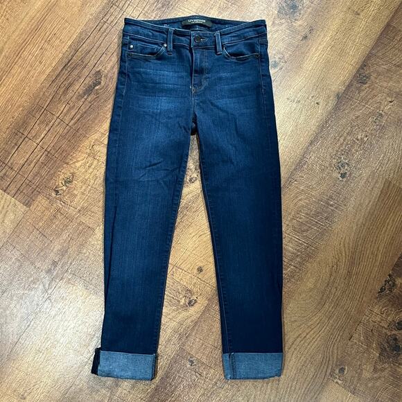 Liverpool Los Angeles Dark Wash Ankle Jeans Size 2 Rolled Cuffs Comfortable Fit - Picture 2 of 9